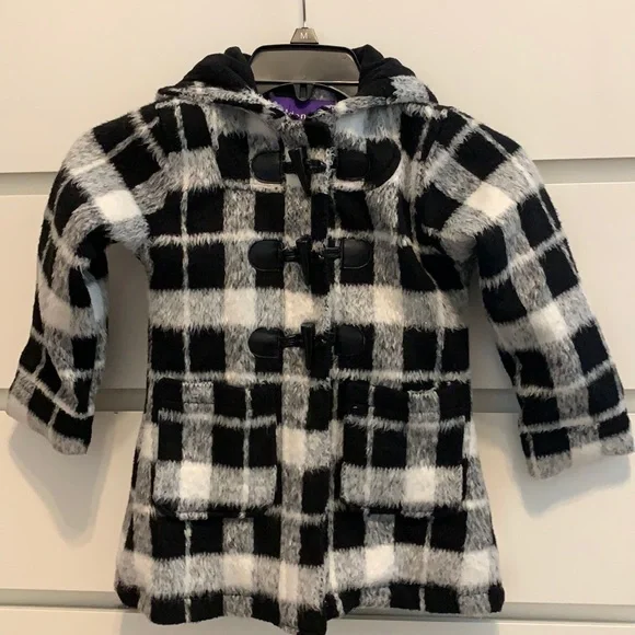 Madden Girl Kids Winter Coat Jacket Hoodie Black White 5 Toddler - Picture 1 of 7